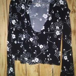 Asian Print Wrap shirt